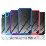 Wholesale Motorola Moto E6 Clear Dual Defense Hybrid Case (Navy Blue)